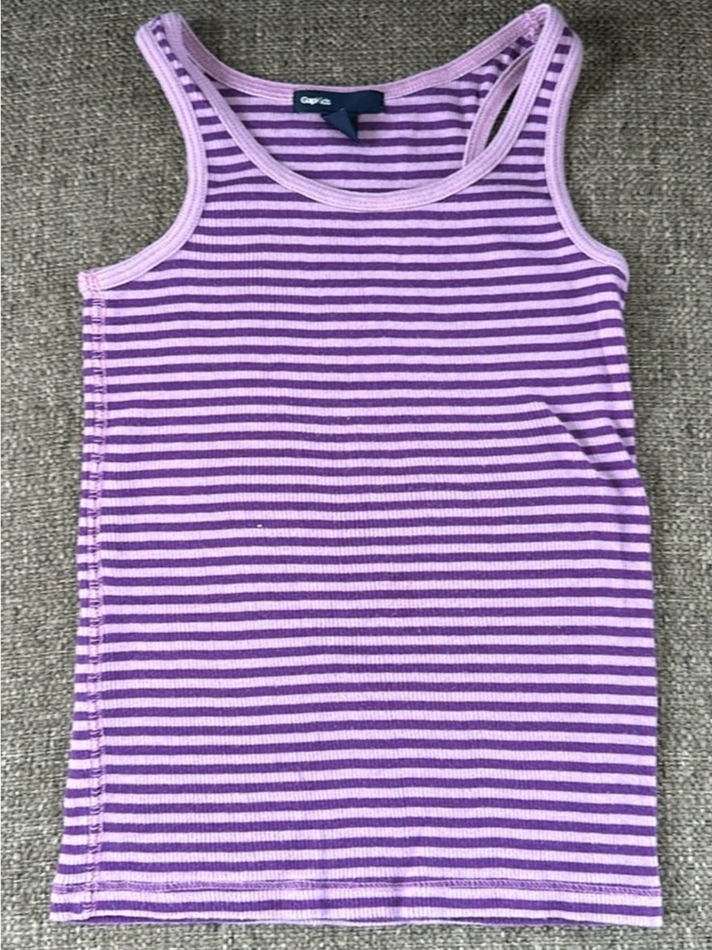 GapKids Girls Purple Striped Racerback Athletic Tank Top Shirt Size Small 6-7